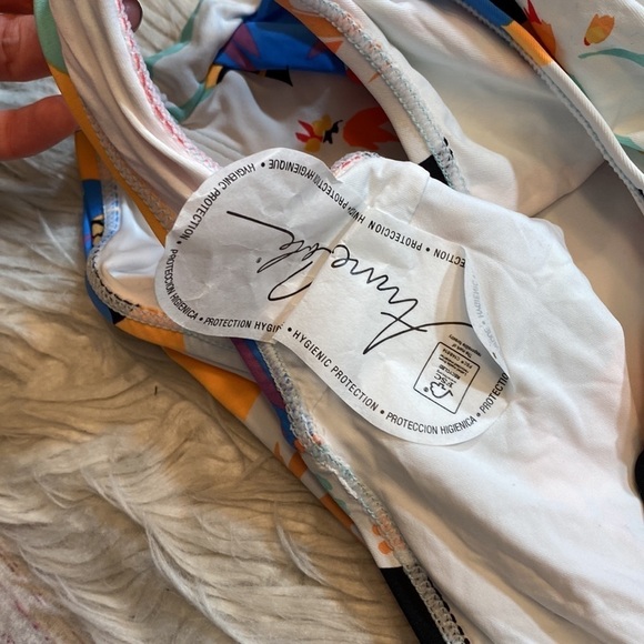 NWT Anne Cole High Neck Keyhole Floral One Piece Swimsuit sz 14 - Picture 11 of 14